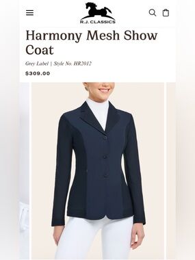 R.J. Classics Harmony Mesh Show Coat - Navy